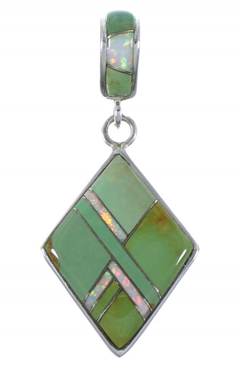 Sterling Silver Turquoise Opal Inlay Pendant EX44328