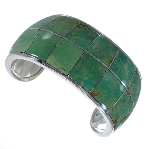 Southwest Genuine Sterling Silver Turquoise Cuff Bracelet CX49508