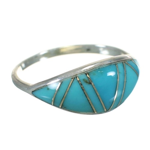 Silver Turquoise Inlay Southwest Ring Size 5-3/4 YX70647
