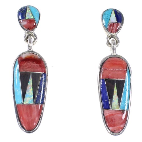 Genuine Sterling Silver Jewelry Multicolor Post Dangle Earrings AX94702