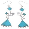 Genuine Sterling Silver Turquoise Hook Dangle Earrings PX31738