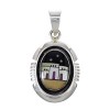 Multicolor Native American Village Or Pueblo Design Southwest Silver Pendant MX64922