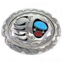 Men's Turquoise And Coral Belt Buckles